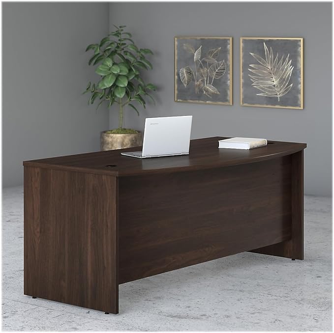Bush Business Furniture Studio C 72-inch W Bow Front Computer Desk, Black Walnut (SCD172BW) - LeafyLoom