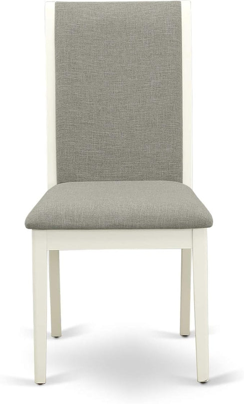 East West Furniture NDLA3-LWH-06 Norden 3 Piece Dining Set for Small Spaces Contains a Rectangle Wooden Table with Dropleaf and 2 Shitake Fabric Parson Chairs, 30x48 Inch, Linen White - LeafyLoom