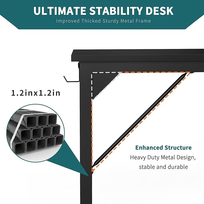 SMUG Computer Desk 40 Inch Home Office Writing Wood Storage Bag & Headphone Hook Small Spaces Simple Bedroom Work Study Kids Table, Black - LeafyLoom