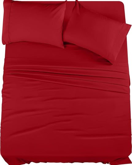 Utopia Bedding King Bed Sheets Set - 4 Piece Bedding - Brushed Microfiber - Shrinkage and Fade Resistant - Easy Care (King, Red) - LeafyLoom