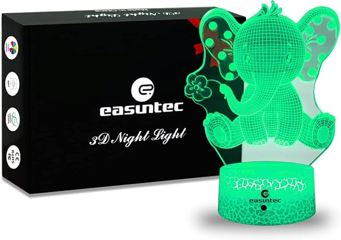 easuntec Elephant Gifts Elephant Lamp with Remote & Smart Touch 7 Colors + 16 Colors Changing Elephant Gifts for Women 4 5 6 7 8 Year Old Girl Gifts (Epht16WT) - LeafyLoom