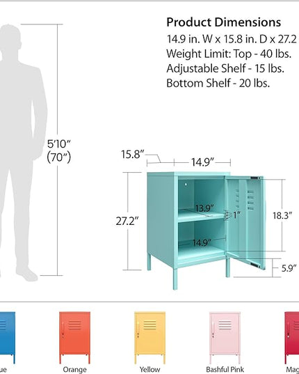Novogratz Cache Metal Locker End Table, Magenta - LeafyLoom