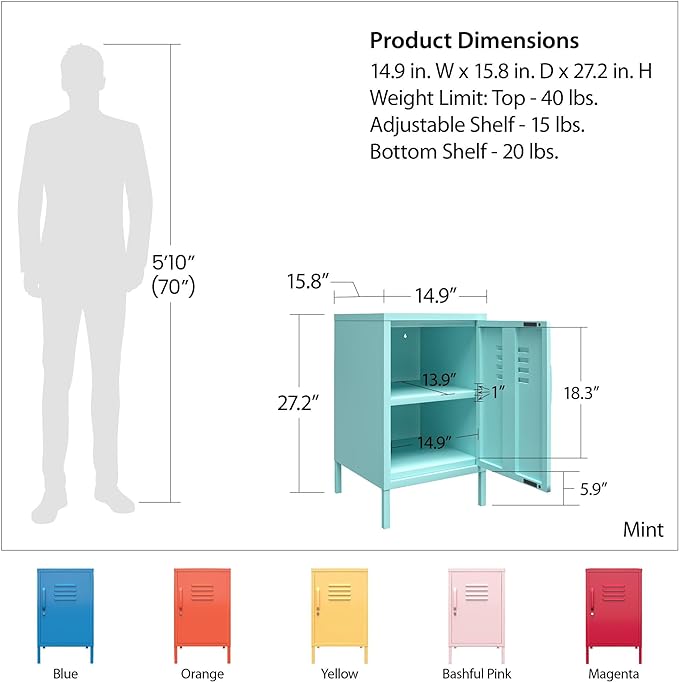 Novogratz Cache Metal Locker End Table, Magenta - LeafyLoom