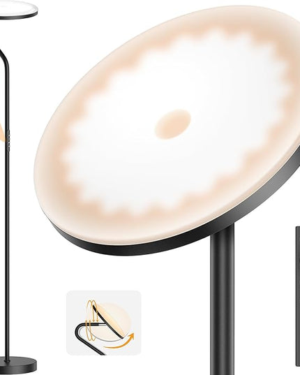 Floor Lamp, 36W Upgraded Rotatable Floor Lamps for Living Room, Super Bright Standing Lamp with Remote Control, Stepless Adjustable Colors & Brightness Floor Lamp for Bedroom and Office - LeafyLoom