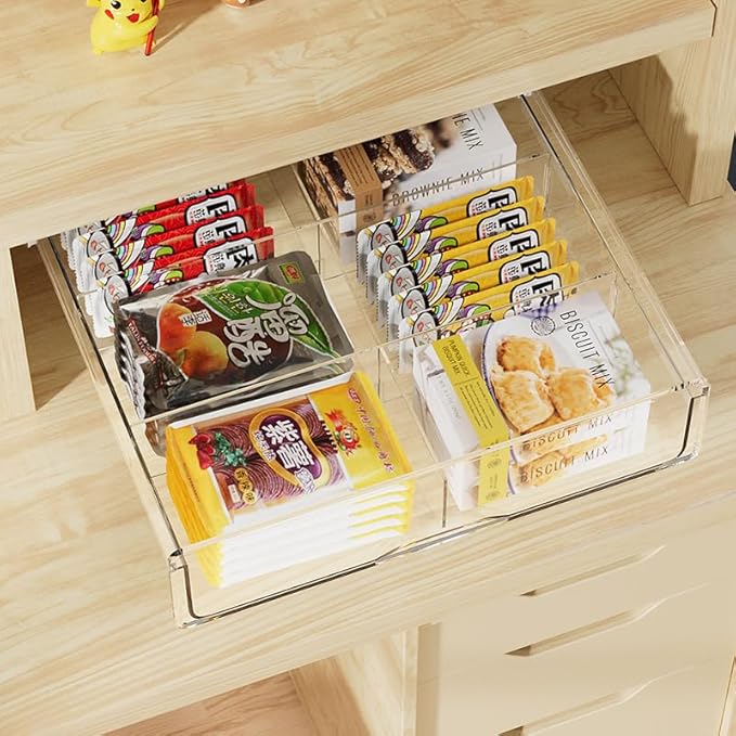 Under Desk Storage Drawer Kit, Clear Under Desk Drawer Mounted Below Large and Medium Size 2 Pcs Combo for Home Bedroom Office Kitchen Organization - LeafyLoom