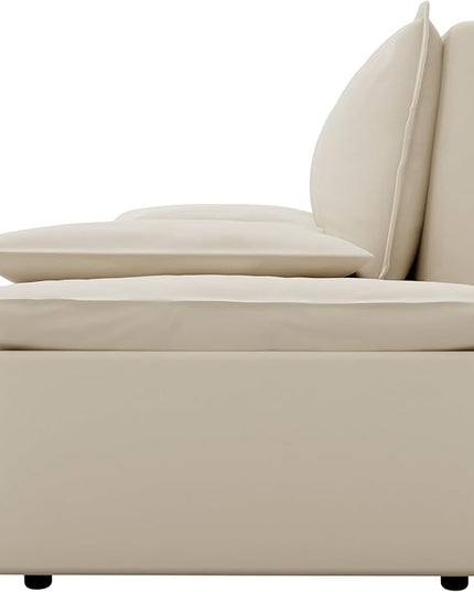 3 in 1 Oversized Love Seat Sofá Convertible Queen Size Sofabed with 2 Lumbar Pillows, Loveseat Sofa W/Pull Out Sleeper Couch Bed for Home,Office,Apartment,RV Living Room, 70.1", Beige - LeafyLoom