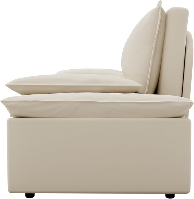 3 in 1 Oversized Love Seat Sofá Convertible Queen Size Sofabed with 2 Lumbar Pillows, Loveseat Sofa W/Pull Out Sleeper Couch Bed for Home,Office,Apartment,RV Living Room, 70.1", Beige - LeafyLoom