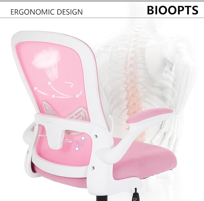 Office Chair Computer Chair with Flip Up Armrests Breathable Mesh Chair Lumbar Support Comfort Swivel Home Office Ergonomic Desk Chair Gaming Chair for Adults and Teens - LeafyLoom