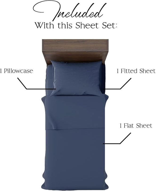 Northwest Ashford Home Essentials Bedding, 3 Piece Twin Size Sheet Set, Estate Blue - LeafyLoom