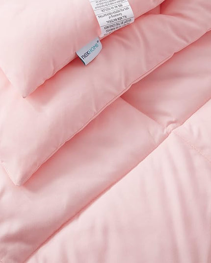 NexHome Pink King Bed in a Bag 7-Pieces Comforter Sets with Comforter and Sheets Soft All Season Bedding Sets with Comforter, Pillow Shams, Flat Sheet, Fitted Sheet and Pillowcases - LeafyLoom