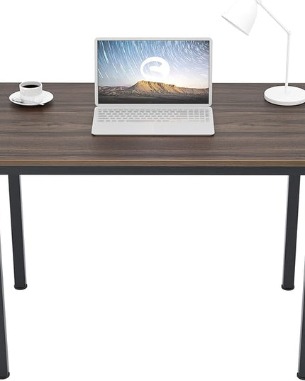Need Small Desk, 39.4 inches Sturdy Writing Desk for Small Spaces, Small Computer Desk Teens Desk Study Table Laptop Desk Home Ofice Desk, Black Metal Frame, Walnut - LeafyLoom