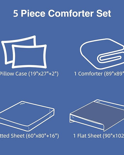 Meeting Story Gamer Gaming Bedding Sets Red Blue Lightnings Gamepad Comforter Set for Boys Games Console Action Buttons Novelty Colorful Modern Room Decor Home Quilt Set (Blue-Grenn, Queen 5Pcs) - LeafyLoom