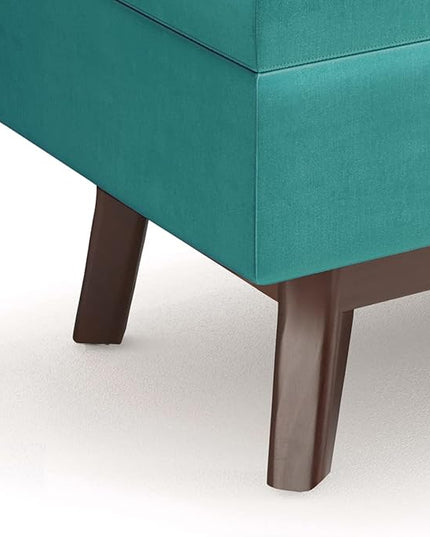 SIMPLIHOME Owen 36 inch Wide Rectangle Small Rectangular Storage Ottoman in Aqua Blue Velvet Fabric, for the Living Room, Family Room and Entryway - LeafyLoom