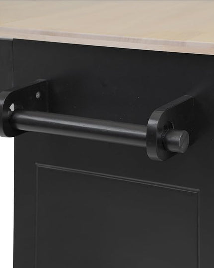 54Inch Kitchen Island Table with Drop Leaf & Adjustable Storage, Rolling Kitchen-Cart on Wheels w/Rubber Wood Top, 3-Tier Pull Out Cabinet Organizer, for Dining Room, Home - LeafyLoom