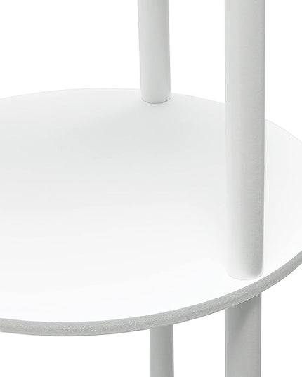 Simple Designs 62.5" LF2010-WHT Round Modern Shelf Etagere Organizer Storage Floor Lamp with 2 USB Charging Ports, 1 Charging Outlet and Linen Shade for Living Room Bedroom Office, White - LeafyLoom