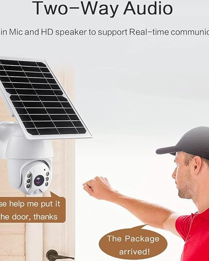 100% Wire-Free Wireless Rechargeable Battery Solar Powered Outdoor 1080P Pan Tilt WiFi Security Camera PIR Motion Recording Two-Way Audio IP65 Weatherproof Night Vision Built-in SD Slot Alptop