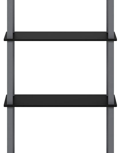 Furinno Turn-N-Tube 4-Tier Multipurpose Shelf Display Rack, Square Tube, Black/Grey - LeafyLoom