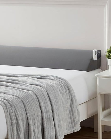 Hearth & Harbor Bed Wedge Pillow for Headboard, Bed Gap Filler Cal King Size with Side Pockets, Headboard Wedge Pillow for Sleeping, Triangle Mattress Gap Filler 72”x10” Pillow Wedge for Headboard Gap - LeafyLoom