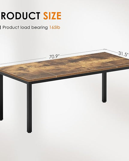 DlandHome Computer Desk, Large Executive Office Desk Computer Table Study Writing Desk Workstation for Home Office,70.8 x 31.5 inch,Retro - LeafyLoom