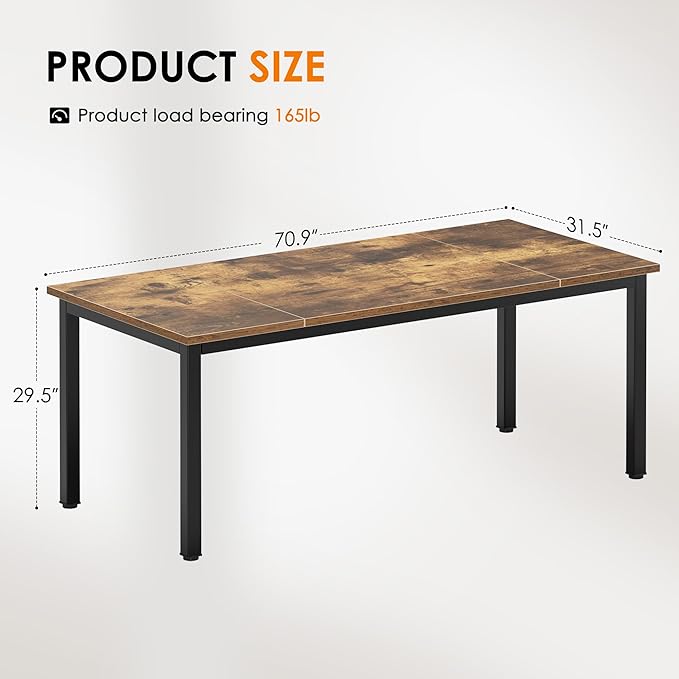 DlandHome Computer Desk, Large Executive Office Desk Computer Table Study Writing Desk Workstation for Home Office,70.8 x 31.5 inch,Retro - LeafyLoom