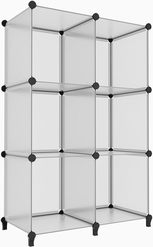HOMIDEC 6-Cube Light Grey Cube Storage Organizer, Modular Storage Shelf with Hammer, Bin Cabinet Closet Bookshelf for Living Room, Bedroom, Office, Each Cube Size 11.8 x 11.8 inch - LeafyLoom