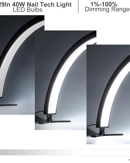 Large Half Moon LED Light for Table Nail Desk with Phone Stand, Upgrade Arch Light for Nail Techs with Wire Controller and Remote for Nails Tech Manicure - LeafyLoom