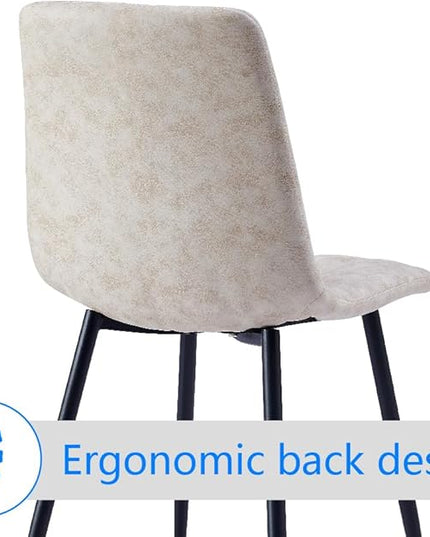 4 Set of Dining Chairs, Metal Frame Dining Chair for Kitchen Room,Technology Cloth Seat Chair for Living Room, Bedroom(Beige) - LeafyLoom