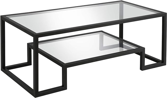 Henn&Hart 45" Wide Rectangular Coffee Table in Blackened Bronze, Modern coffee tables for living room, studio apartment essentials - LeafyLoom