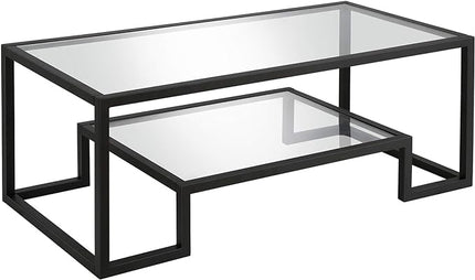 Henn&Hart 45" Wide Rectangular Coffee Table in Blackened Bronze, Modern coffee tables for living room, studio apartment essentials - LeafyLoom