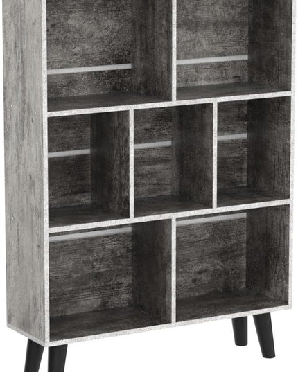 LEYAOYAO Bookshelf Cube Storage Organizer,3 Tier Bookcase with Legs,Modern Wood Open Shelf,Dirty Grey Bookshelves,Free Standing Display Short Book Shelves for Narrow Space,Bedroom,Living Room,Office - LeafyLoom