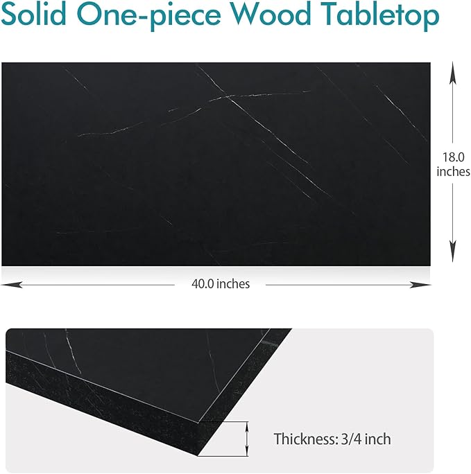 Kaboon Universal Tabletop40 x18, Solid One-Piece Melamine Table Top, Double Desk L-Desk Floating Desk DIY, Home and Office,Cloud Atlas/Black Marble - LeafyLoom