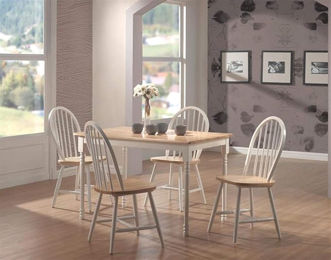 COASTER Hesperia Windsor Dining Side Chairs Natural Brown and White (Set of 4) - LeafyLoom