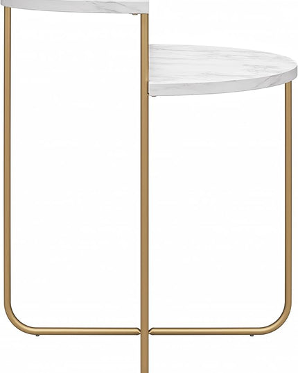 Novogratz Athena End Table, White Marble - LeafyLoom