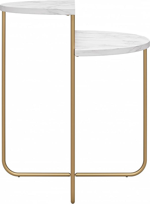 Novogratz Athena End Table, White Marble - LeafyLoom