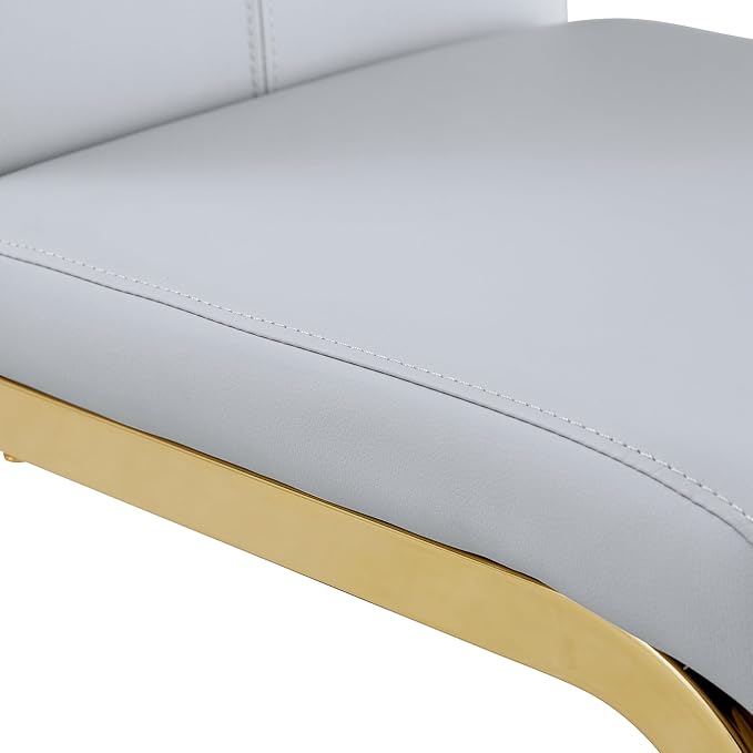 Modern Dining Chairs Set of 4, Side Dining Room Chairs with Gold Frame, Kitchen Chairs with Faux Leather Padded Seat High Back, Chairs for Dining Room, Kitchen, Living Room Light Grey - LeafyLoom