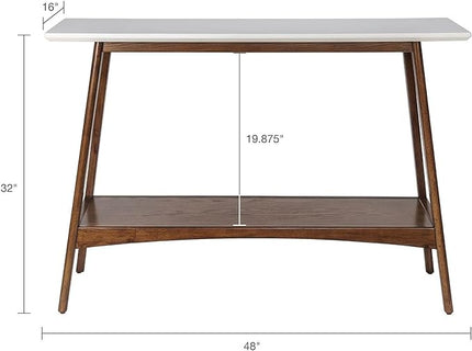 Madison Park Parker Console Tables-Solid Wood, Two-Tone Finish with Lower Storage Shelf Modern Mid-Century Accent Living Room Furniture, Medium, Off-White/Pecan - LeafyLoom