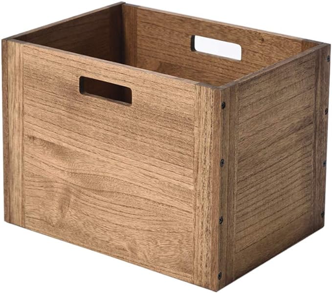 KIRIGEN Stackable Wood Storage Cube/Basket/Bins Organizer for Home Books Clothes Toy Modular Open Cubby Storage System - Office Cubical Bookcase Closet Shelves C26-DBR - LeafyLoom