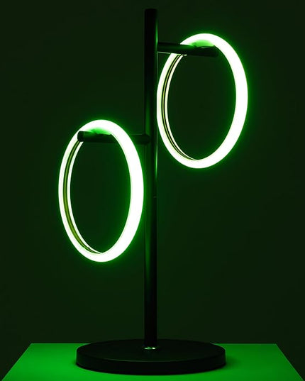 Brightech Saturn Modern Color Changing Table Lamp - Desk Tree LED Lamp Perfect for Living Room Decor - Beautiful RGB Color Gradient and 2 LED Lights for Bedroom, Office, Reading - Black - LeafyLoom