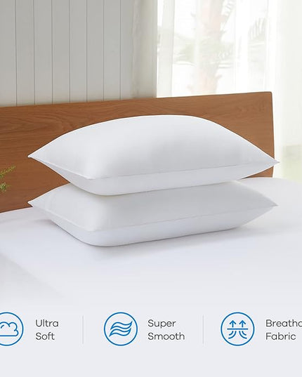 Acanva Bed Pillows for Sleeping 2 Pack, Down Like Filling Luxury Soft Supportive Plush for Side Back and Stomach Sleepers, 2 Count (Pack of 1), White - LeafyLoom