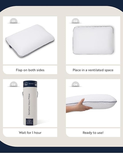 English Home 2 Pack Memory Foam Pillow, Breathable Height Adjustable Orthopedic Pillow, Cervical Pillow for Neck Pain, Machine Washable Side Sleeper Pillow, Neck Pillow, Hard, 16"x 24"x6" inch White - LeafyLoom