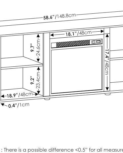 Furinno Classic 60 Inch TV Stand with Fireplace, Solid White - LeafyLoom