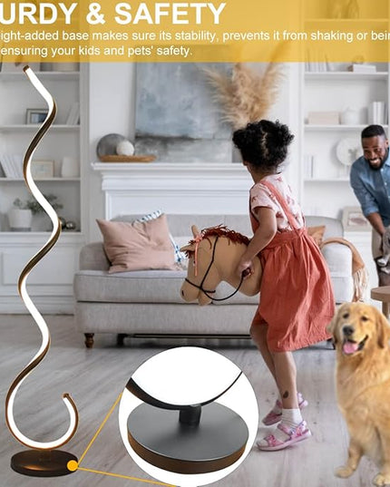Spiral LED Floor Lamp, 40W Dimmable Modern Floor Lamps for Living Room with Remote Control, Stepless Adjustable Colors & Brightness Standing Lamp Reading Corner Floor Lamp for Bedroom - Black - LeafyLoom