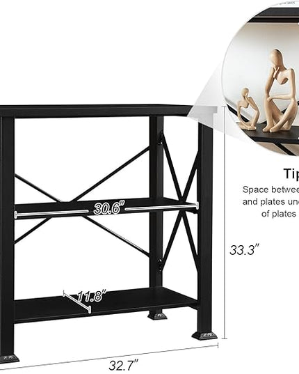 HOMBAZAAR Bookshelf, 3-Tier Industrial Bookshelf, Etagere Bookcases and Bookshelves, Small Bookshelf Storage Organizer, Freestanding Bookshelf for Living Room, Bedroom and Home Office,Black - LeafyLoom
