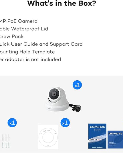 ONWOTE 6MP Super HD PoE IP Security Camera with Audio, AI Human Vehicle Detection, 3072x2048 6 Megapixels, 122° FoV, Indoor/Outdoor Commercial Wired Camera for Business, Add-on to PoE NVR System ONWOTE
