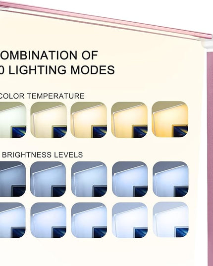 Led Desk Lamp, Desk Lamp with USB Charging Port, 5 Color Modes, 10 Brightness, Natural Light, Eye Caring Reading Lamp, Desk Light for Home Office, Table Lamp, Touch Control, Auto-Timer, Pink - LeafyLoom