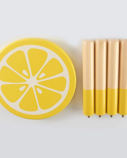 9 Inch Kids Solid Hard Wood Fruit Chair, Crafted Hand-Painted Wood with Assembled Four-Legged Sitting Stool, Bedroom, Playroom, Lemon Furniture Stool for Children,Toddler, Boys, Girls (Lemon) - LeafyLoom