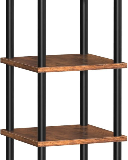 Corner Shelf, Corner Bookcase, Industrial 5-Tier Square Shelf Stand Display Rack,Wall Corner Bookshelf, Living Room, Home Office, Kitchen - LeafyLoom