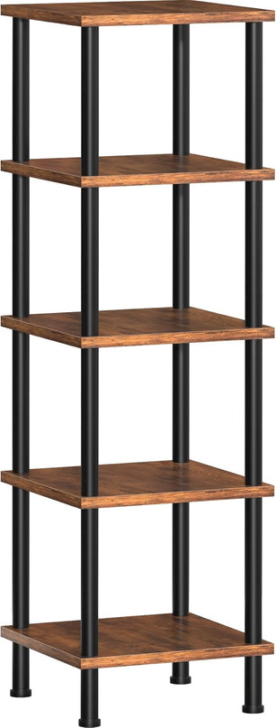 Corner Shelf, Corner Bookcase, Industrial 5-Tier Square Shelf Stand Display Rack,Wall Corner Bookshelf, Living Room, Home Office, Kitchen - LeafyLoom