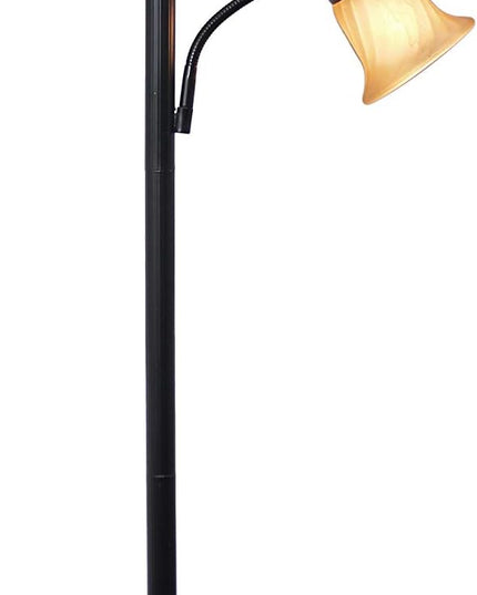 Elegant Designs LF2003-RBA 2 Light Mother Daughter Floor Lamp with Amber Marble Glass Shades, Restoration Bronze and Amber - LeafyLoom