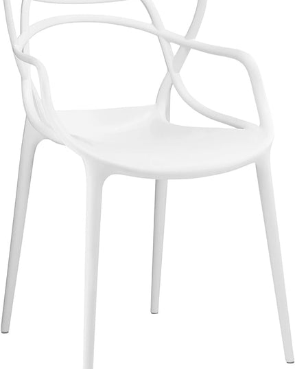 Modway Entangled Modern Molded Plastic Kitchen and Dining Room Arm Chair in White - Fully Assembled - LeafyLoom
